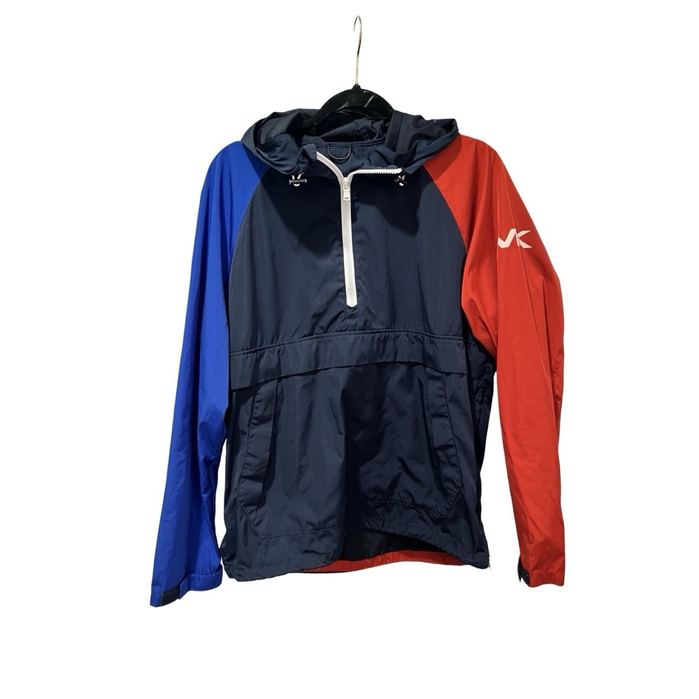Men's‎ Michael Kors Spell Out Hooded Multicolor 1/2 Zip Windbreaker Jacket Small